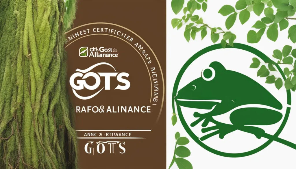 GOTS and Rainforest Alliance certifications logo
